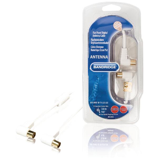 Koaxkabel 120 dB abgewinkelt Koax-Stecker - Koax-Kupplung 3.00 m Weiss - handy.ch