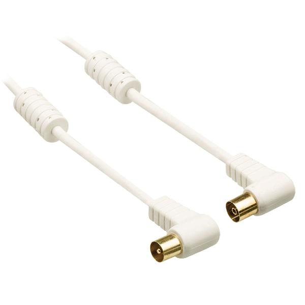 Koaxkabel 120 dB abgewinkelt Koax-Stecker - Koax-Kupplung 5.00 m Weiss - handy.ch