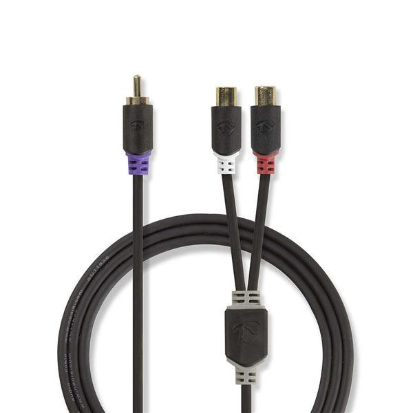 Subwoofer Kabel | RCA | 2x Cinch Buchse | Vergoldet | 0.20 m | rund | 4.0 mm | Anthrazit | Plastikbeutel - handy.ch