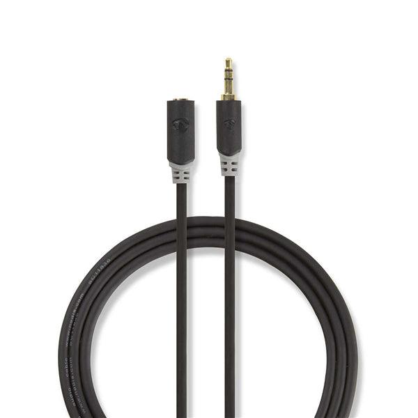 Stereo-Audiokabel | 3.5 mm Stecker | 3.5 mm Buchse | Vergoldet | 5.00 m | Rund | Anthrazit | Box - handy.ch
