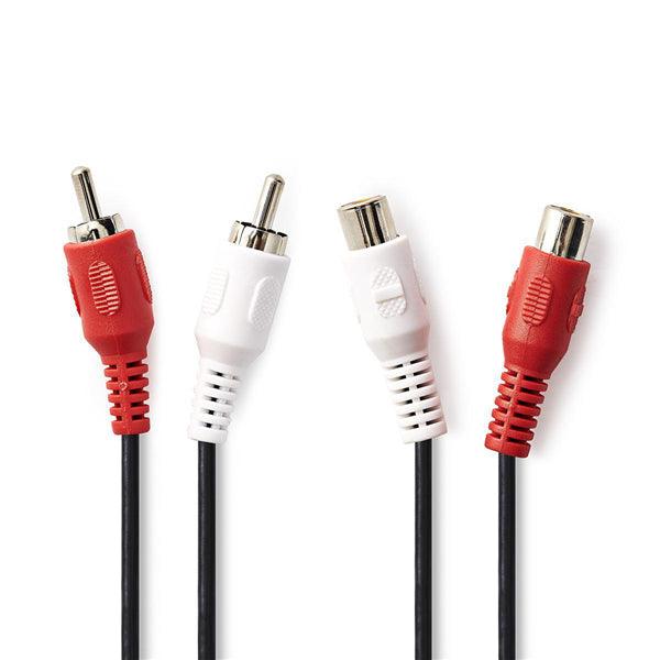 Stereo-Audiokabel | 2x RCA Stecker | 2x Cinch Buchse | Vernickelt | 5.00 m | Rund | Schwarz | Box - handy.ch