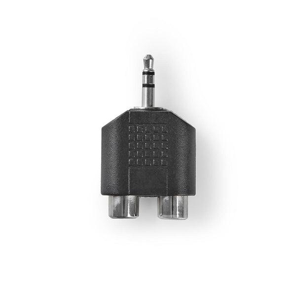 Stereo-Audio-Adapter | 3.5 mm Stecker | 2x Cinch Buchse | Vernickelt | Gerade | ABS | Schwarz | 10 Stück | Plastikbeutel - handy.ch