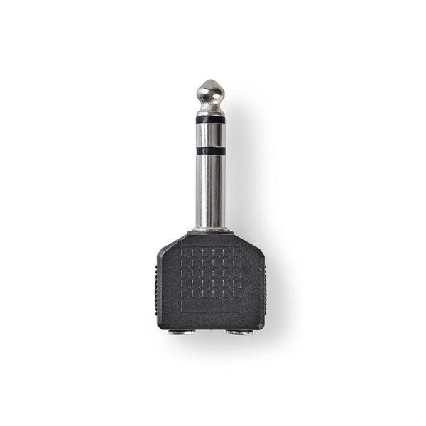 Stereo-Audio-Adapter | 6.35 mm Stecker | 2x 3.5 mm Buchse | Vernickelt | Gerade | ABS | Schwarz | 10 Stück | Plastikbeutel - handy.ch