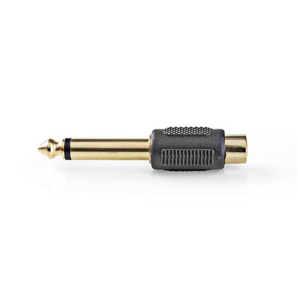Mono-Audio-Adapter | 6.35 mm Stecker | Cinch Buchse | Vergoldet | Gerade | ABS | Schwarz | 10 Stück | Plastikbeutel - handy.ch