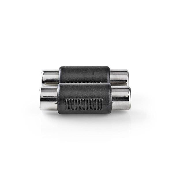 Stereo-Audio-Adapter | 2x Cinch Buchse | 2x Cinch Buchse | Vernickelt | Gerade | ABS | Schwarz | 10 Stück | Umschlag - handy.ch