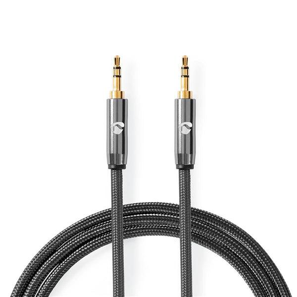 Stereo-Audiokabel | 3.5 mm Stecker | 3.5 mm Stecker | Vergoldet | 1.00 m | Rund | Anthrazit / Gun Metal Grau | Verpackung mit Sichtfenster - handy.ch