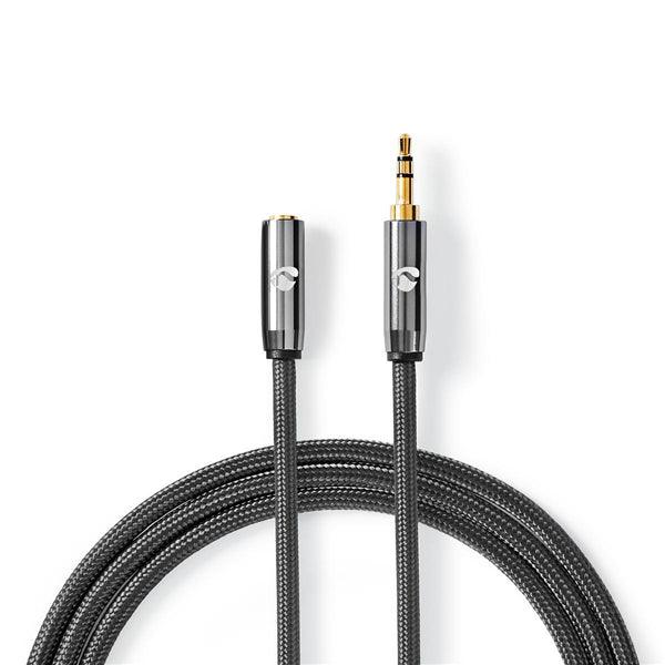 Stereo-Audiokabel | 3.5 mm Stecker | 3.5 mm Buchse | Vergoldet | 2.00 m | Rund | Grau / Gun Metal Grau | Verpackung mit Sichtfenster - handy.ch