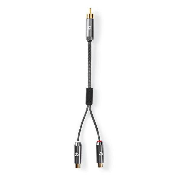 Subwoofer Kabel | RCA | 2x Cinch Buchse | Vergoldet | 0.20 m | Rund | 4.5 mm | Gun Metal Grau | Verpackung mit Sichtfenster - handy.ch