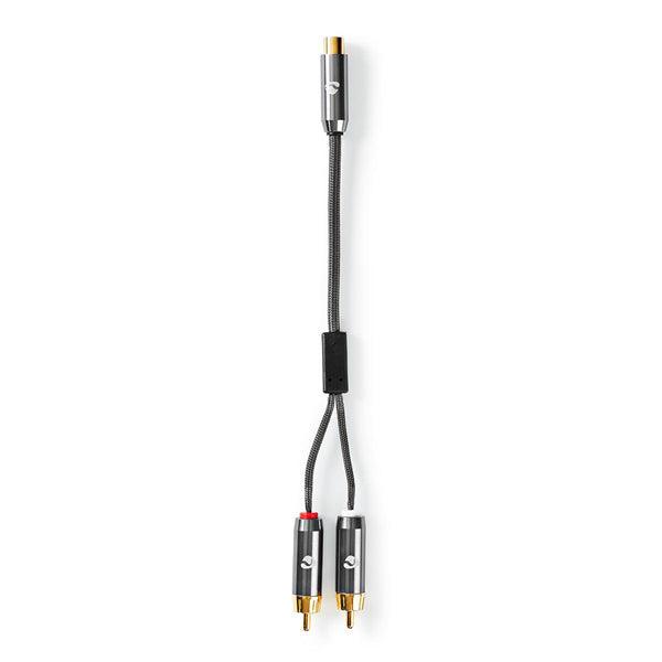 Subwoofer Kabel | 2x RCA Stecker | Cinch Buchse | Vergoldet | 0.20 m | Rund | 4.5 mm | Anthrazit / Gun Metal Grau | Verpackung mit Sichtfenster - handy.ch