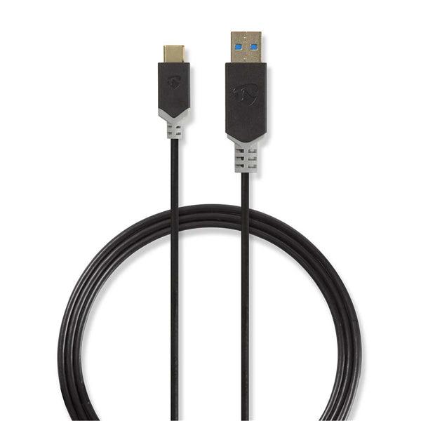 USB-Kabel | USB 3.2 Gen 1 | USB-A Stecker | USB-C Stecker | 60 W | 5 Gbps | Vergoldet | 1.00 m | rund | PVC | Anthrazit | Plastikbeutel - handy.ch