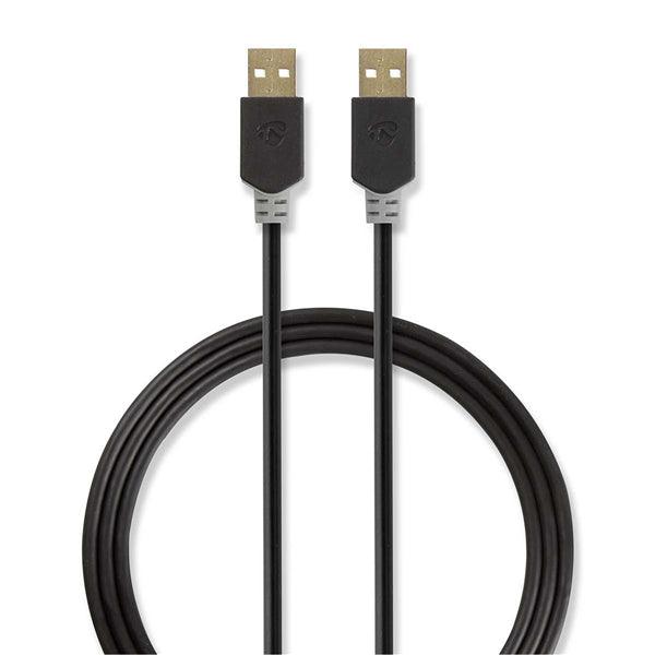 USB-Kabel | USB 2.0 | USB-A Stecker | USB-A Stecker | 480 Mbps | Vergoldet | 2.00 m | Rund | PVC | Anthrazit | Box - handy.ch