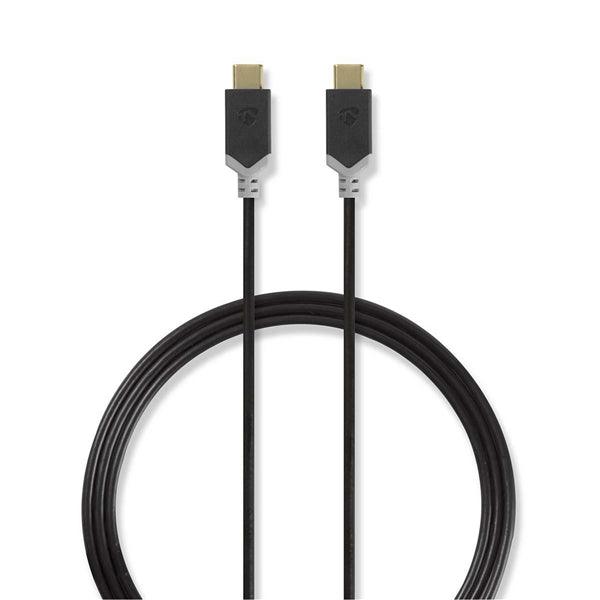 USB-Kabel | USB 2.0 | USB-C Stecker | USB-C Stecker | 480 Mbps | Vergoldet | 1.00 m | rund | PVC | Anthrazit | Verpackung mit Sichtfenster - handy.ch