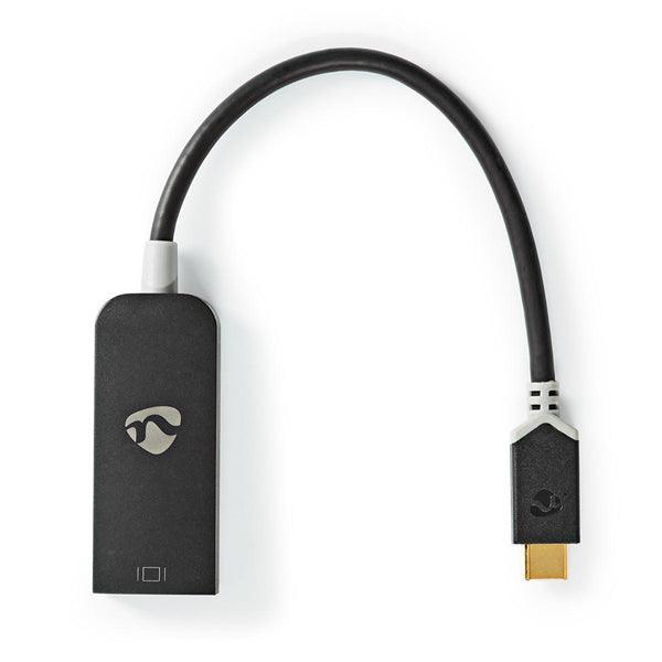 USB-C Adapter | USB 3.2 Gen 1 | USB-C Stecker | DisplayPort Buchse | 8K@30Hz | 0.20 m | Rund | Vergoldet | PVC | Anthrazit | Verpackung mit Sichtfenster - handy.ch