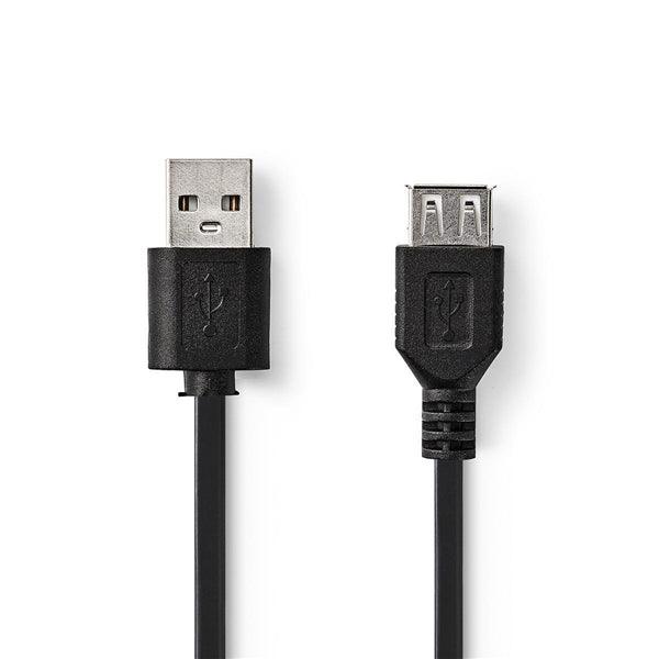 USB-Kabel | USB 2.0 | USB-A Stecker | USB-A Buchse | 480 Mbps | Vernickelt | 3.00 m | Rund | PVC | Schwarz | Box - handy.ch