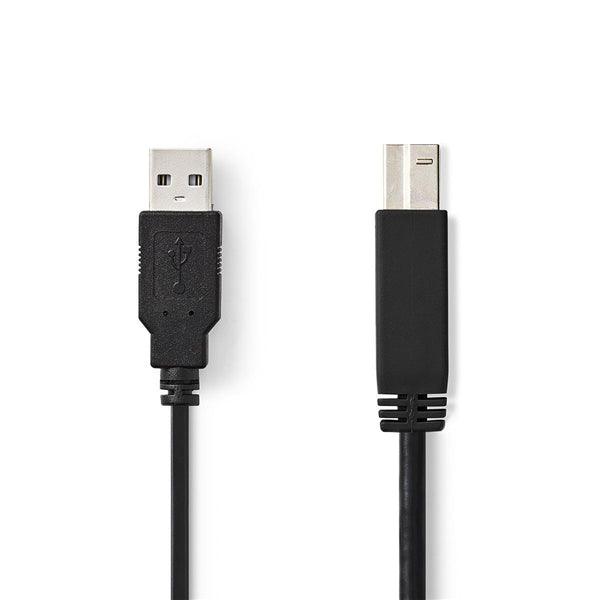 USB-Kabel | USB 2.0 | USB-A Stecker | USB-B Stecker | 480 Mbps | Vernickelt | 2.00 m | Rund | PVC | Schwarz | Box - handy.ch