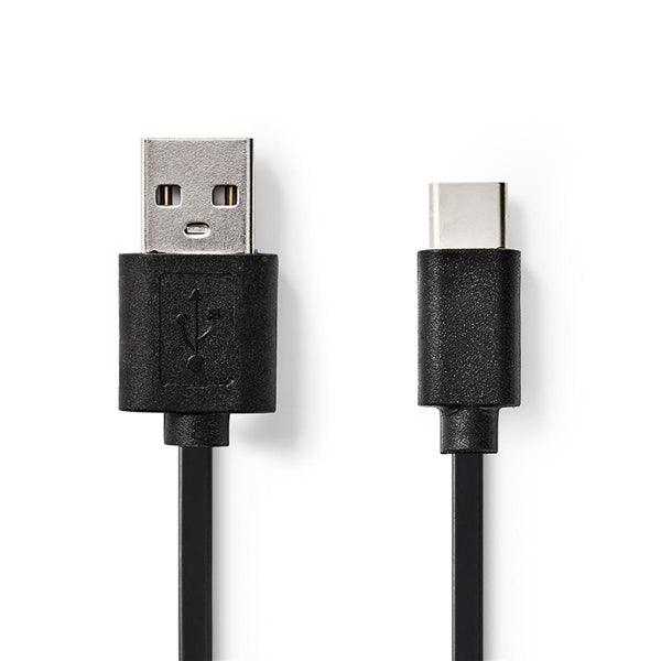 USB-Kabel | USB 2.0 | USB-C Stecker | USB-A Stecker | 60 W | 480 Mbps | Vernickelt | 2.00 m | Rund | PVC | Schwarz | Box - handy.ch