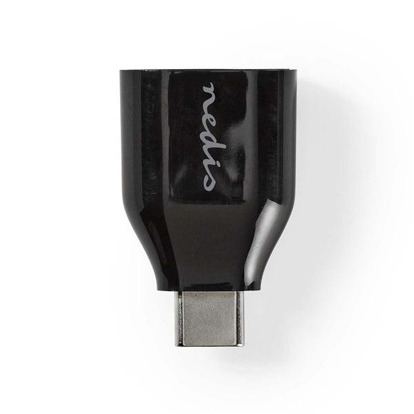 USB-C Adapter | USB 3.2 Gen 1 | USB-C Stecker | USB-A Buchse | 5 Gbps | Rund | Vernickelt | Schwarz | Box - handy.ch