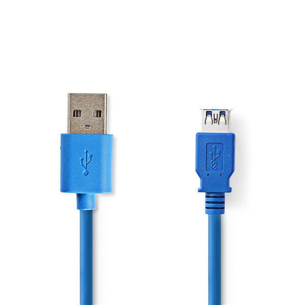 USB-Kabel | USB 3.2 Gen 1 | USB-A Stecker | USB-A Buchse | 5 Gbps | Vernickelt | 2.00 m | Rund | PVC | Blau | Box - handy.ch