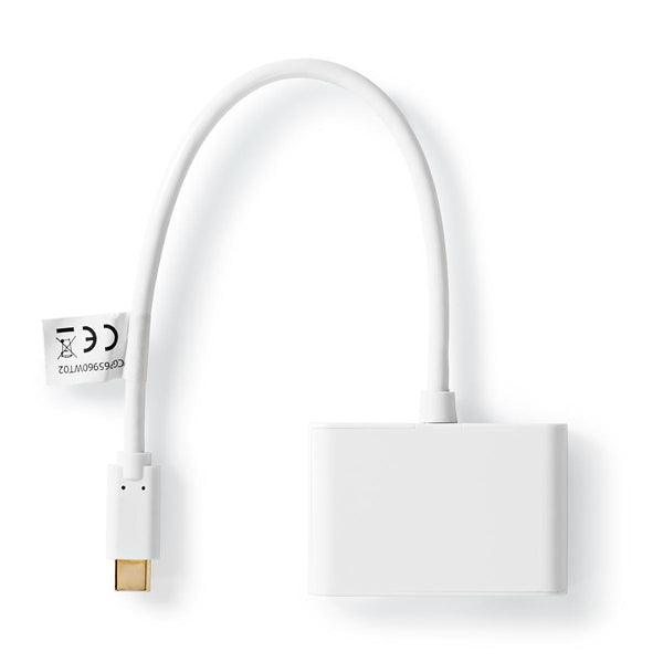 USB Multi-Port-Adapter | USB 3.2 Gen 1 | USB-C Stecker | 2x USB-A | 1000 Mbps | 0.20 m | Rund | Vernickelt | PVC | Weiss | Blister - handy.ch