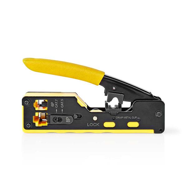 Crimp pliers | CAT5 / CAT5e / CAT6 / CAT6a / CAT7 / RJ12 / RJ45 | Abziehen / Schneiden / Zange | Gummi / Stahl | Gelb / Schwarz - handy.ch