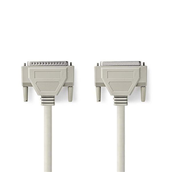 Serielles Kabel | D-Sub 25-Pin Stecker | D-SUB 25-Pin-Buchse | Vernickelt | 3.00 m | Rund | PVC | Elfenbein | Plastikbeutel - handy.ch