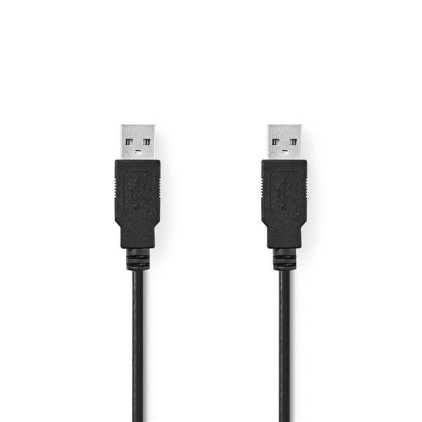USB-Kabel | USB 2.0 | USB-A Stecker | USB-A Stecker | 480 Mbps | Vernickelt | 3.00 m | Rund | PVC | Schwarz | Umschlag - handy.ch