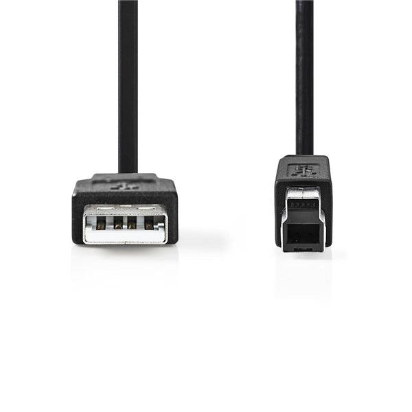 USB-Kabel | USB 2.0 | USB-A Stecker | USB-B Stecker | 10 W | 480 Mbps | Vernickelt | 5.00 m | Rund | PVC | Schwarz | Umschlag - handy.ch