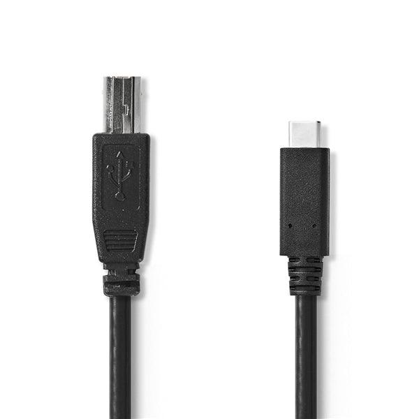 USB-Kabel | USB 2.0 | USB-C Stecker | USB-B Stecker | 480 Mbps | OTG | Vernickelt | 1.00 m | Rund | PVC | Schwarz | Umschlag - handy.ch