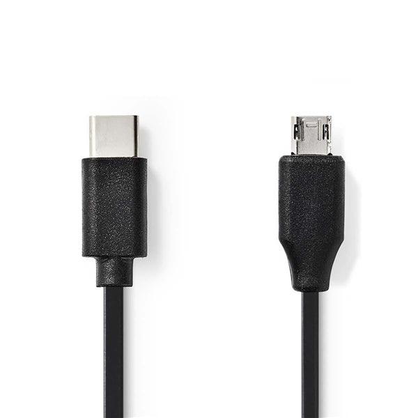 USB-Kabel | USB 2.0 | USB-C Stecker | USB Micro-B Stecker | 60 W | 480 Mbps | Vernickelt | 1.00 m | Rund | PVC | Schwarz | Umschlag - handy.ch