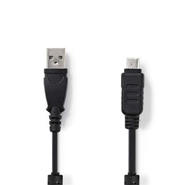USB-Kabel | USB 2.0 | USB-A Stecker | Olympus 12-Pins Stecker | 480 Mbps | Vernickelt | 2.00 m | Rund | PVC | Schwarz | Umschlag - handy.ch