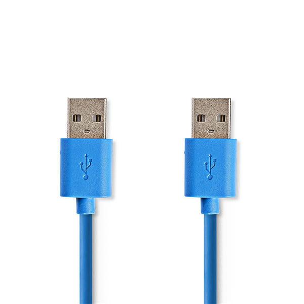 USB-Kabel | USB 3.2 Gen 1 | USB-A Stecker | USB-A Stecker | 5 Gbps | Vernickelt | 2.00 m | Rund | PVC | Blau | Umschlag - handy.ch