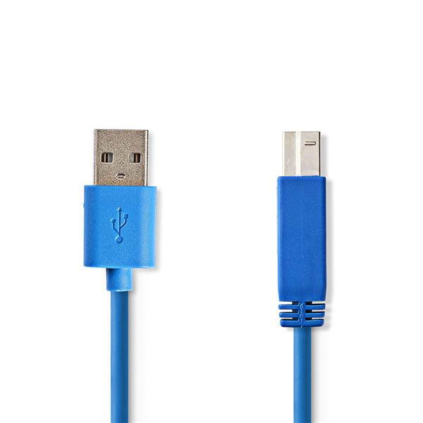 USB-Kabel | USB 3.2 Gen 1 | USB-A Stecker | USB-B Stecker | 5 Gbps | Vernickelt | 3.00 m | Rund | PVC | Blau | Plastikbeutel - handy.ch