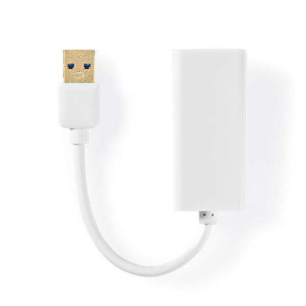 USB-A Adapter | USB 3.2 Gen 1 | USB-A Stecker | RJ45 Buchse | 1 Gbps | 0.20 m | Rund | Vergoldet / Vernickelt | PVC | Weiss | Plastikbeutel - handy.ch