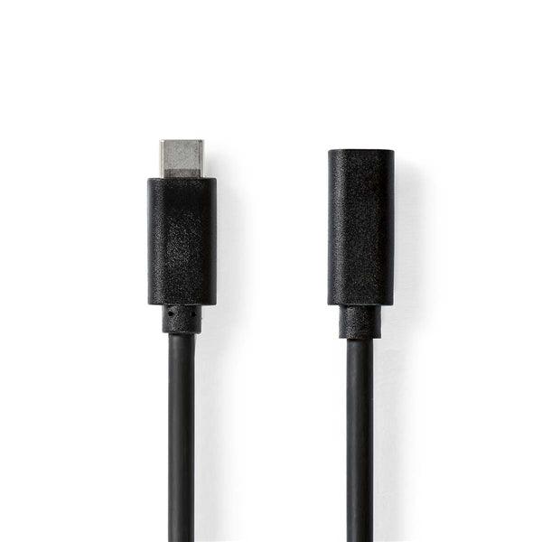 USB-Kabel | USB 3.2 Gen 1 | USB-C Stecker | USB-C Buchse | 5 W | 5 Gbps | Vernickelt | 2.00 m | Rund | PVC | Schwarz | Umschlag - handy.ch