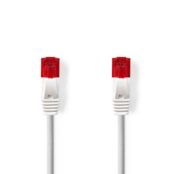 Cat 6 Kabel | RJ45 Stecker | RJ45 Stecker | U/UTP | 3.00 m | Snagless | Flach | PVC | Weiss | Plastikbeutel - handy.ch
