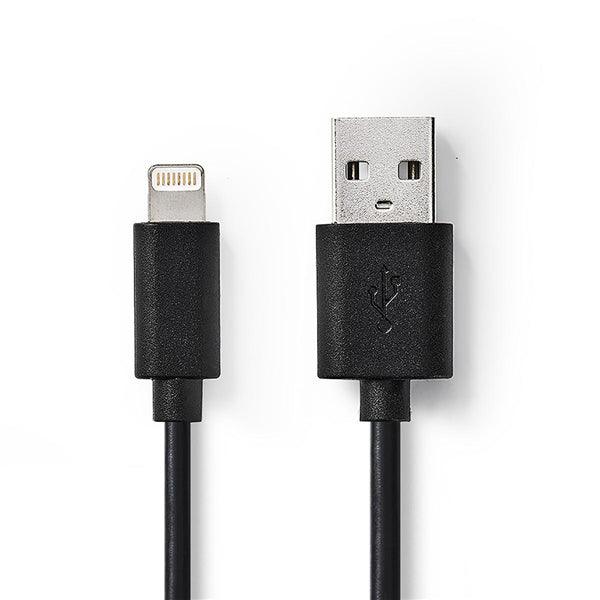 Lightning Kabel | USB 2.0 | Apple Lightning 8-Pin | USB-A Stecker | 480 Mbps | Vernickelt | 2.00 m | rund | PVC | Schwarz | Box - handy.ch
