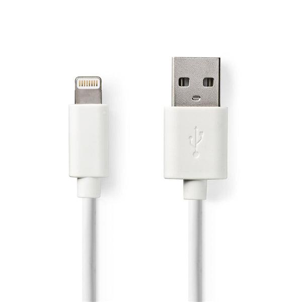 Lightning Kabel | USB 2.0 | Apple Lightning 8-Pin | USB-A Stecker | 480 Mbps | Vernickelt | 2.00 m | Rund | PVC | Weiss | Box - handy.ch