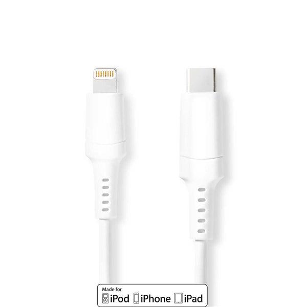 Lightning Kabel | USB 2.0 | Apple Lightning 8-Pin | USB-C Stecker | 480 Mbps | Vernickelt | 1.00 m | Rund | PVC | Weiss | Box - handy.ch