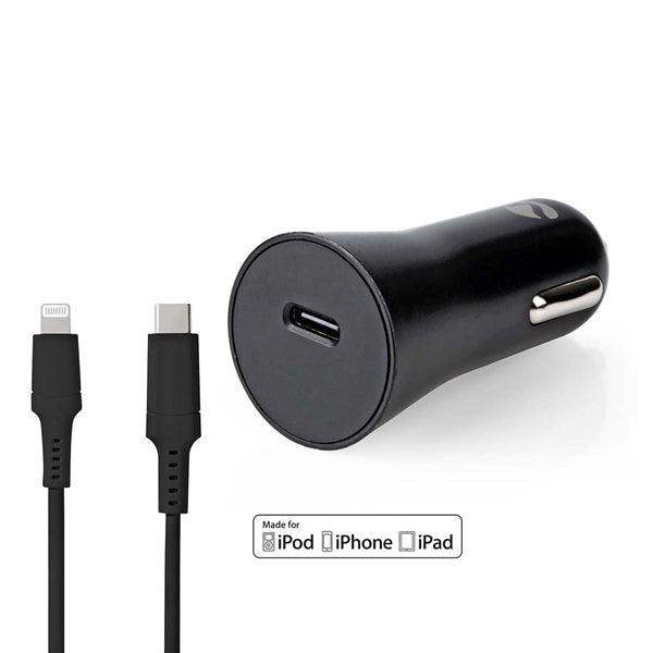 Auto-Ladegerät | 20 W | 1.67 / 2.22 / 3.0 A | Anzahl der Ausgänge: 1 | Port Type: USB-C | Lightning 8-Pin (Lose) Kabel | 1.0 m | Automatische Spannungswahl - handy.ch