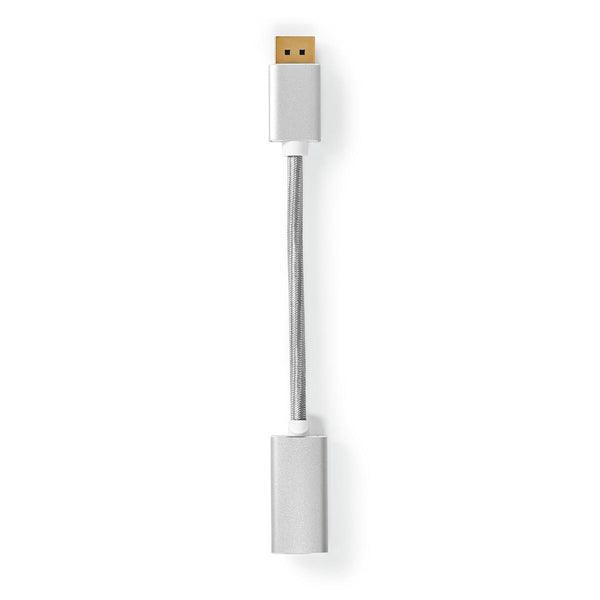 Displayport-Kabel | DisplayPort Stecker | HDMI Ausgang | 4K@60Hz | Vergoldet | 0.20 m | Rund | Geflochten | Silber | Verpackung mit Sichtfenster - handy.ch