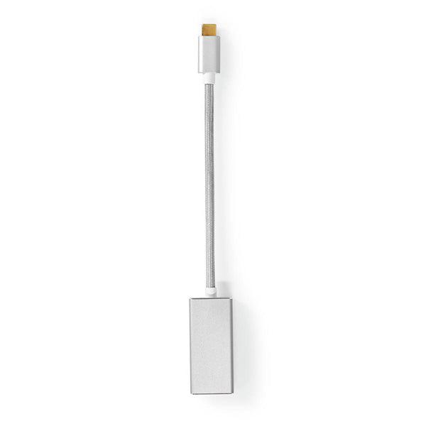 USB-C Adapter | USB 3.2 Gen 1 | USB-C Stecker | DisplayPort Buchse | 0.20 m | Rund | Vergoldet | Geflochten / Nylon | Silber | Verpackung mit Sichtfenster - handy.ch
