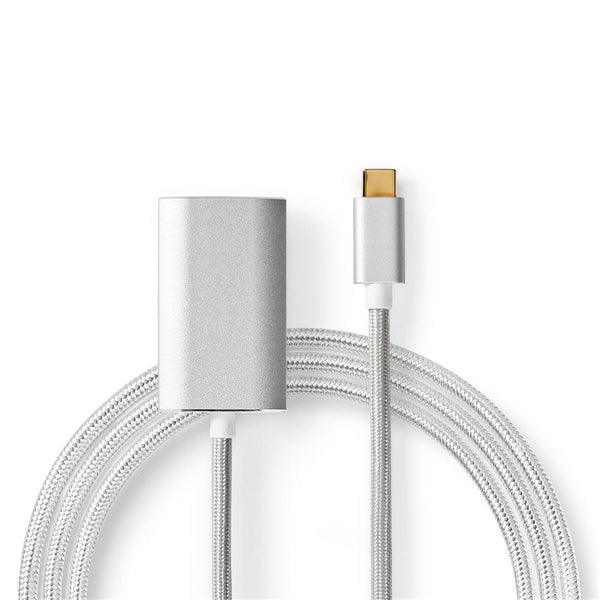 USB-C Adapter | USB 3.2 Gen 1 | USB-C Stecker | HDMI Buchse | 4K@60Hz | Power delivery | 2.00 m | Rund | Vergoldet | Geflochten / Nylon | Silber | Verpackung mit Sichtfenster - handy.ch