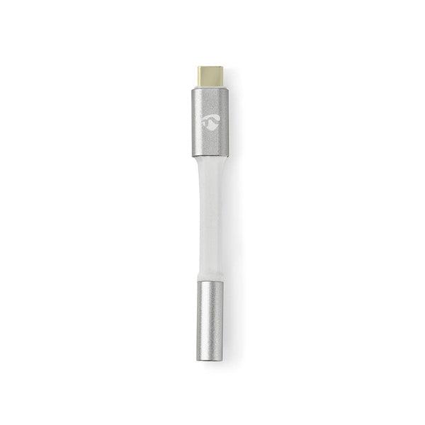 USB-C Adapter | USB 2.0 | USB-C Stecker | 3.5 mm Buchse | 0.08 m | Rund | Vergoldet | Geflochten / Nylon | Silber / Weiss | Verpackung mit Sichtfenster - handy.ch