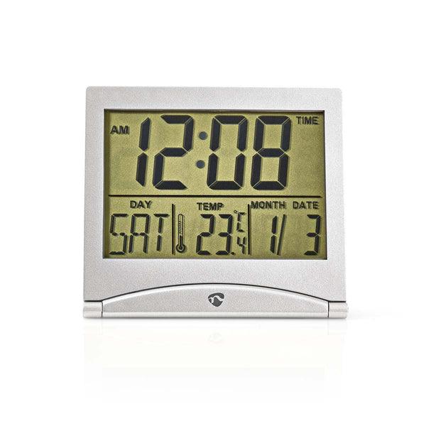 Digital-Schreibtisch-Wecker | LCD-Anzeige | 5 cm | Faltbar | Datumsanzeige | Timerfunktion | Raumtemperatut | Ja | Silber - handy.ch