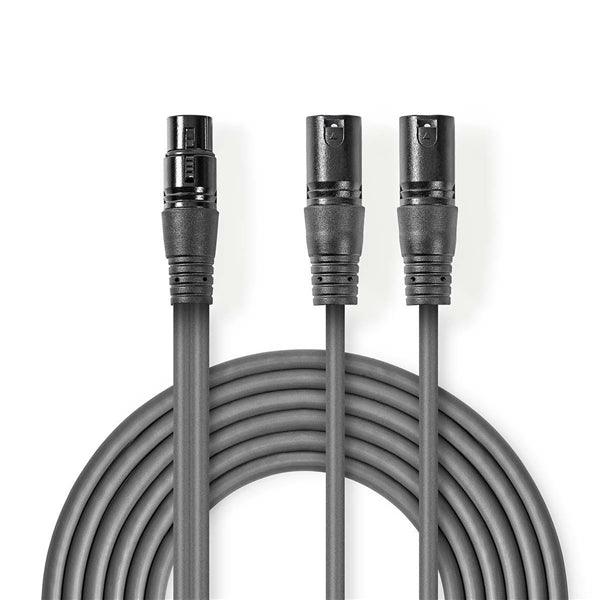 Balanced Audio-Kabel | 2x XLR 3-Pin Stecker | XLR 3-Pin Buchse | Vernickelt | 1.50 m | Rund | PVC | Dunkelgrau | Kartonhülle - handy.ch