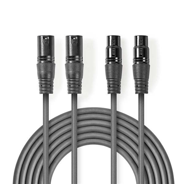 Balanced Audio-Kabel | 2x XLR 3-Pin Stecker | 2x XLR 3-Pin Buchse | Vernickelt | 0.50 m | Rund | PVC | Dunkelgrau | Kartonhülle - handy.ch