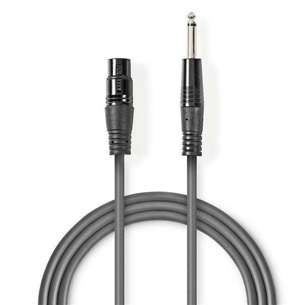 Unausgeglichen Audiokabel | XLR 3-Pin Buchse | 6.35 mm Stecker | Vernickelt | 3.00 m | Rund | PVC | Dunkelgrau | Kartonhülle - handy.ch