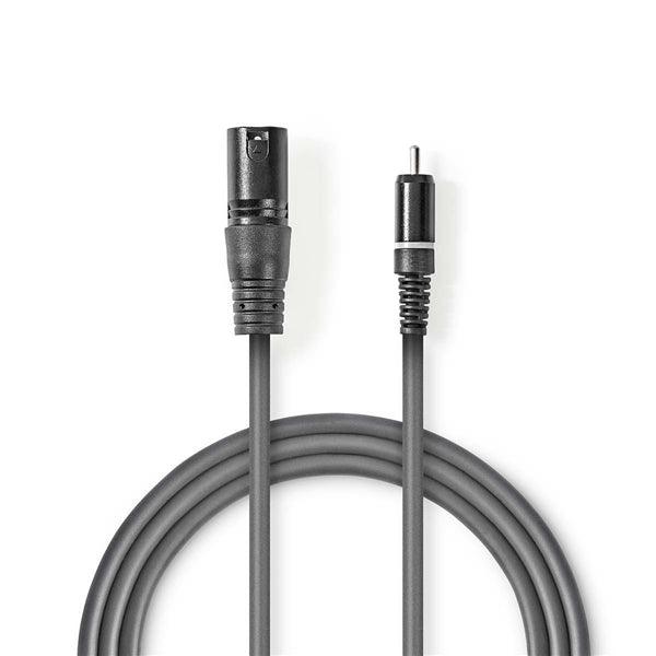 Unausgeglichen Audiokabel | XLR 3-Pin Stecker | RCA | Vernickelt | 1.50 m | Rund | PVC | Dunkelgrau | Kartonhülle - handy.ch