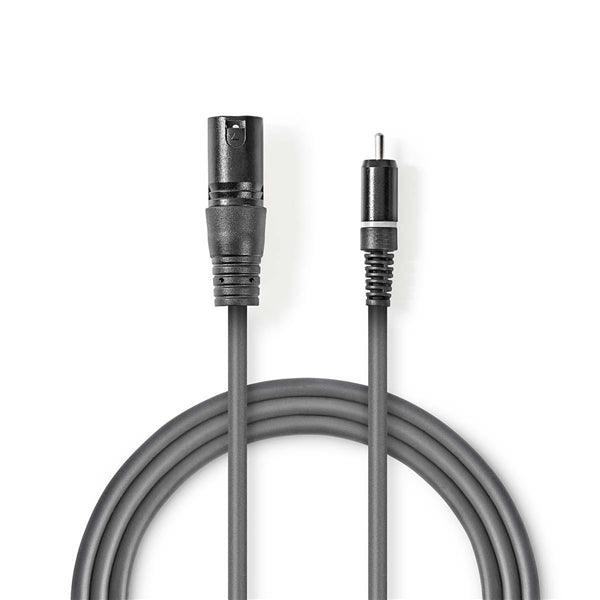 Unausgeglichen Audiokabel | XLR 3-Pin Stecker | RCA | Vernickelt | 3.00 m | Rund | PVC | Dunkelgrau | Kartonhülle - handy.ch