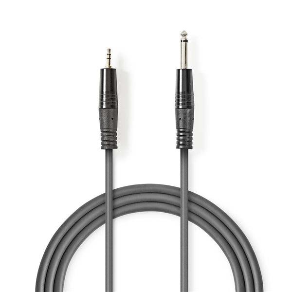 Stereo-Audiokabel | 2x 6.35 mm Stecker | 3.5 mm Stecker | Vernickelt | 3.00 m | Rund | Dunkelgrau | Kartonhülle - handy.ch